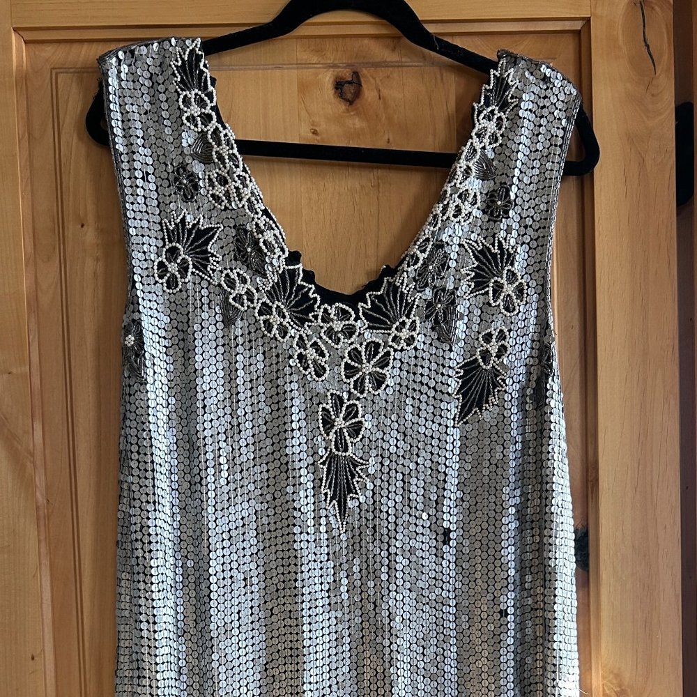 Sequin, beaded, holiday party dress